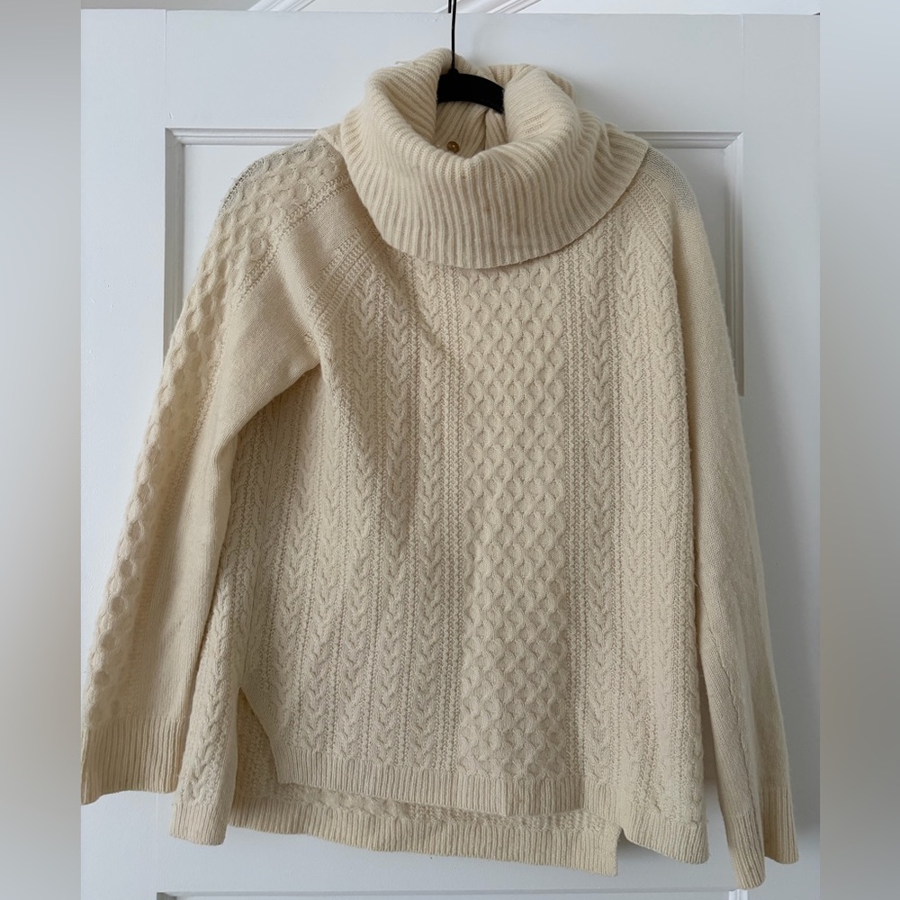 Madewell Cream Cashmere Convertible Turtleneck Sweater
